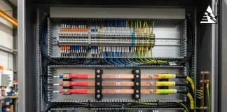 Các loại phụ kiện tủ điện gồm đầu cos, cầu đấu, thanh cài, máng điện và vật tư đấu nối