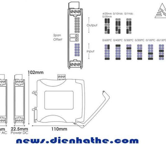 Bộ chuyển đổi tín hiệu Pt100 sang 4-20mA, 0-10vdc
