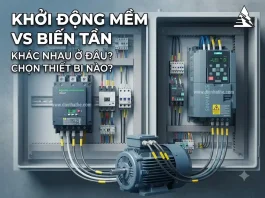Phân Biệt Khởi Động Mềm Và Biến Tần: Cấu Tạo, Chức Năng, Ứng Dụng So sánh bộ khởi động mềm và biến tần điều khiển động cơ điện 3 pha trong tủ điện công nghiệp