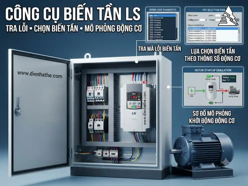 Bảng Tra Mã Lỗi Biến Tần LS – Cách Kiểm Tra Và Xử Lý – Công cụ tra mã các loại biến tần Công cụ tra mã lỗi, lựa chọn biến tần LS và mô phỏng khởi động động cơ điện 3 pha
