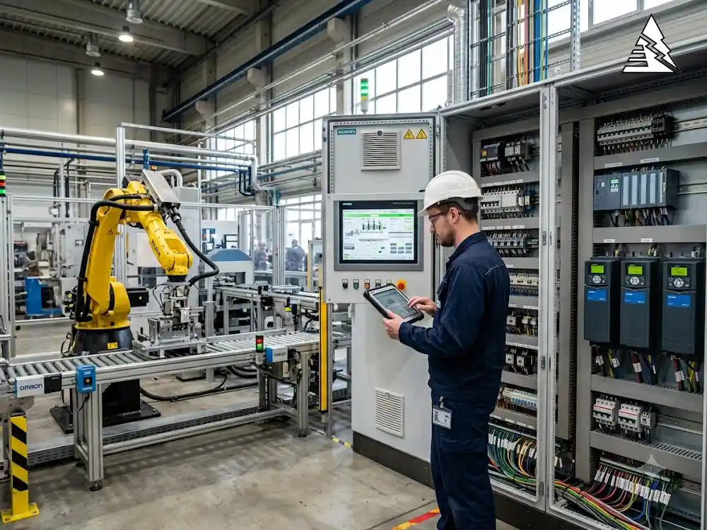 Xu Hướng Tự Động Hóa Trong Điện Công Nghiệp 2027 Xu hướng tự động hóa điện công nghiệp với PLC robot AI và hệ thống điều khiển nhà máy