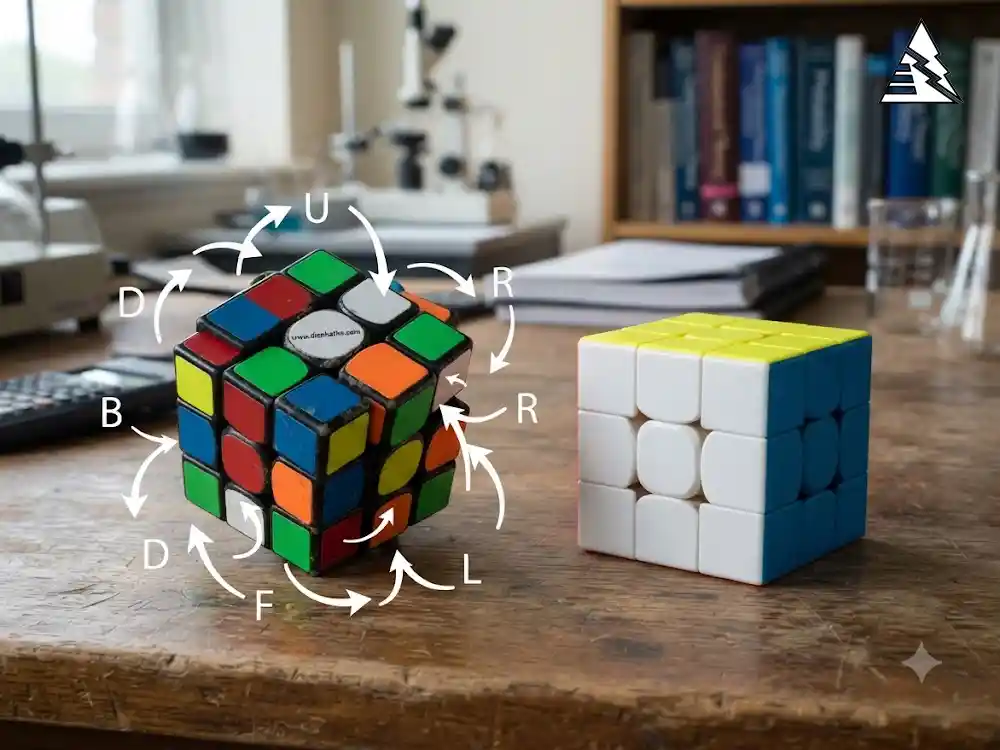 Rubik 3x3 đã xáo trộn và Rubik hoàn chỉnh minh họa xác suất giải ngẫu nhiên